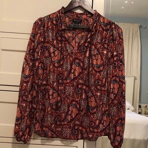 Lucky Brand Sheer Paisley Print Blouse